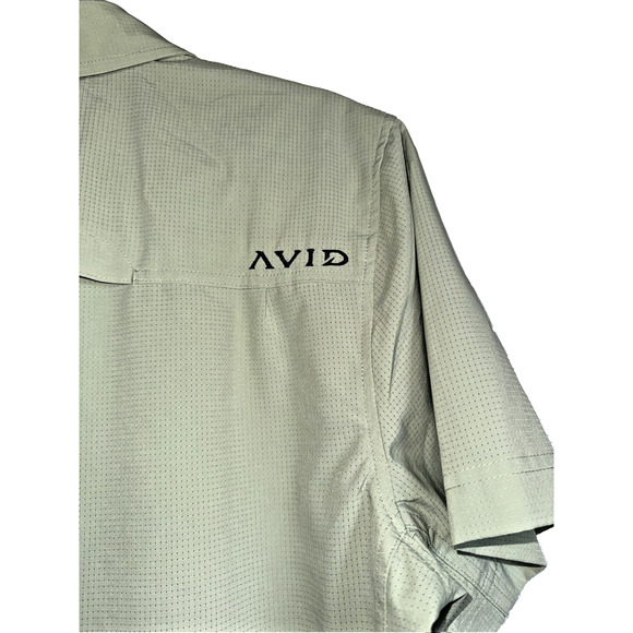 Avid Men's Fishing Shirt Short Sleeve Vented Button Up Sage‎ Green Size Large L - Picture 10 of 13